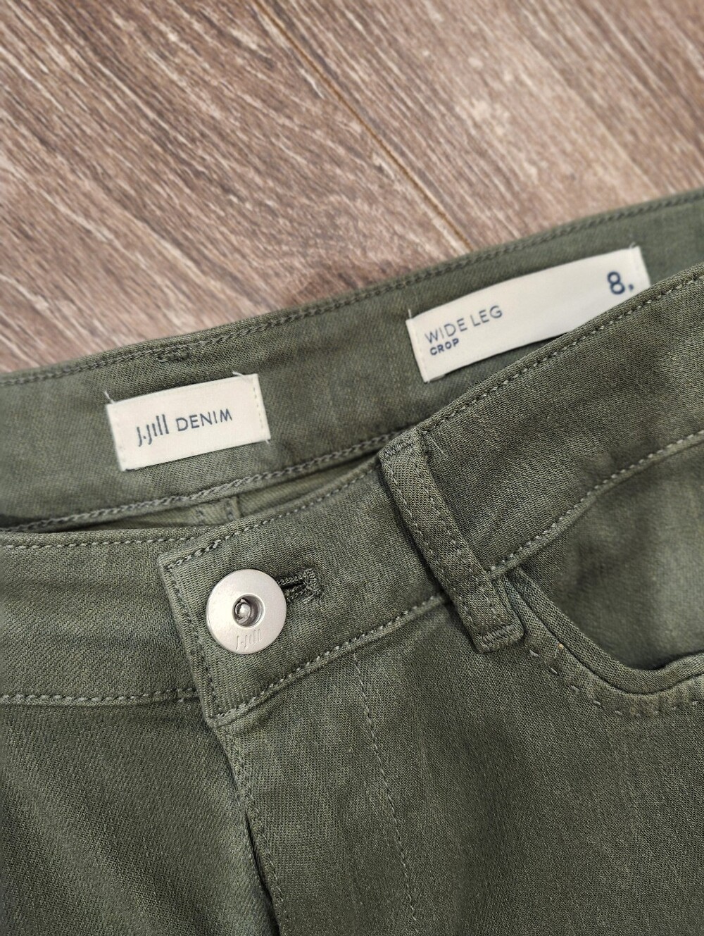 J. Jill Wide Leg Cropped Jeans Size 8p In Light Arugula Green New Condition - Picture 4 of 7